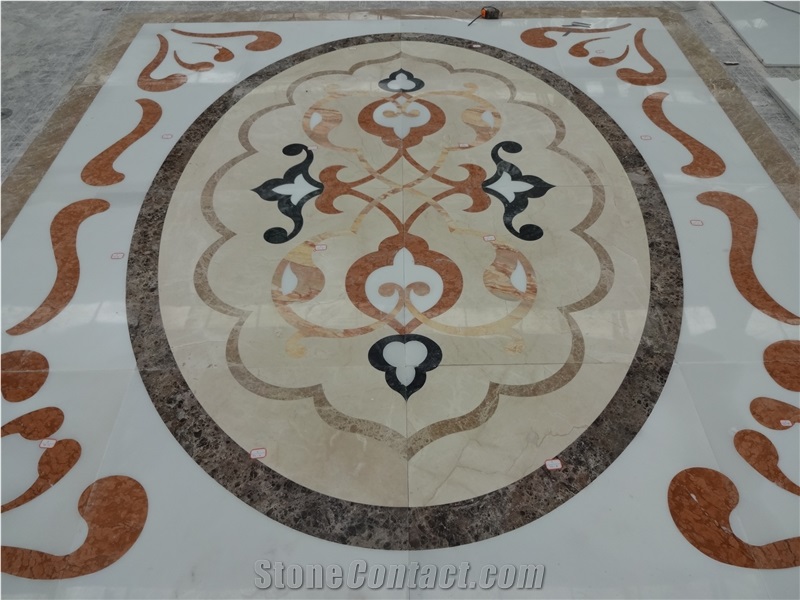 White Marble Medallion Floor Medallion