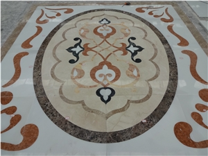 White Marble Medallion Floor Medallion