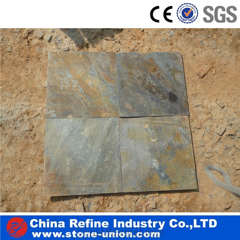 Yellow Bottom Rusty Floor Tiles , Yellow Slate Stone