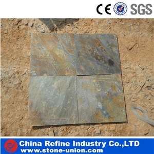 Yellow Bottom Rusty Floor Tiles , Yellow Slate Stone