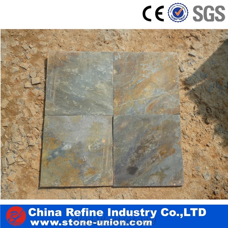 Yellow Bottom Rusty Floor Tiles , Yellow Slate Stone