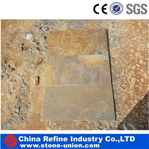 Yellow Bottom Rusty Floor Tiles , Yellow Slate Stone