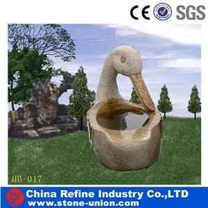 Yellow Granite Duck Sculpture Vase , Garden Decoration Flower Pot,Flower Stand,Planter Pots,Flower Vases,Outdoor Planters