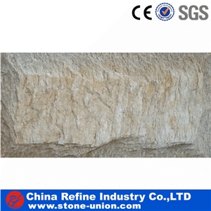Yellow Wooden Slate Mushroom Stone,Split Face Slate Mushroom Stone, Slate Mushroom Wall Cladding