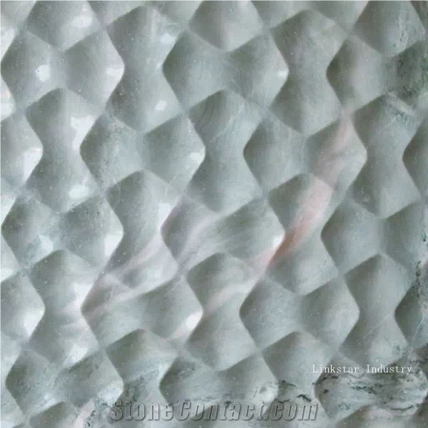 3d Cnc Green Feature Stone Panel, Green Marble Building Walling