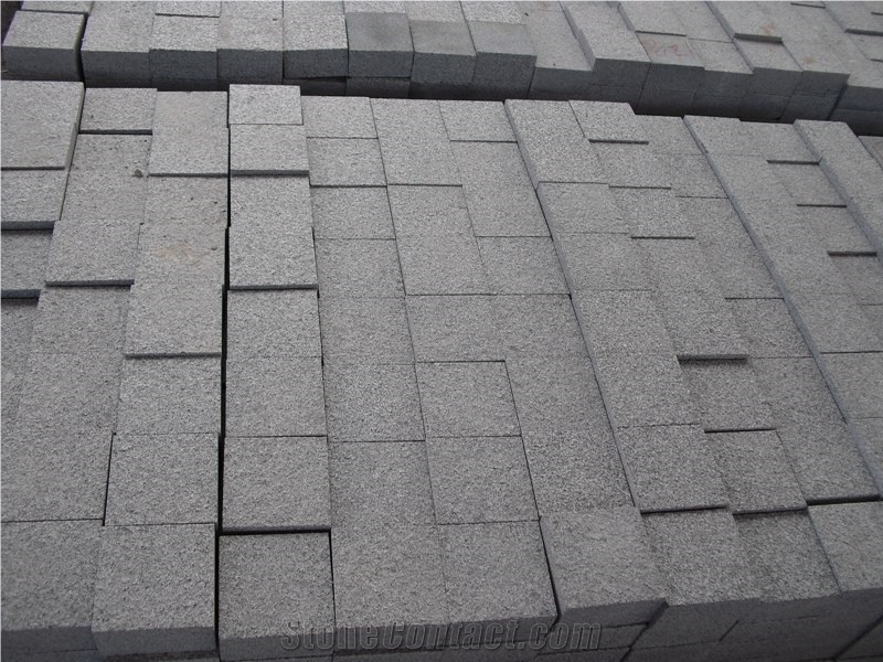 Dark Grey Granite G654 Granite Cube Paving Stone,Top Flamed 10x10