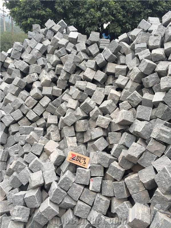 Dark Grey Granite G654 Granite Cube Paving Stone,Top Flamed 10x10