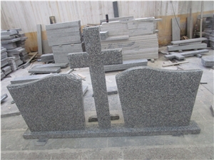 G653 Dark Grey Granite Cemetery Tombstones, Grey Granite Double Tombstone, Western Style Monuments, Gravestones