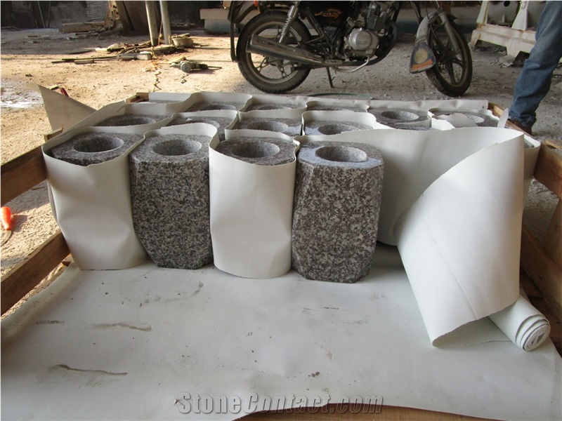 G664 Bainbrook Brown Granite Funeral Acessories, China Cheap Pink Granite Vases in Poland Style, Square Vases Memorial Accessories