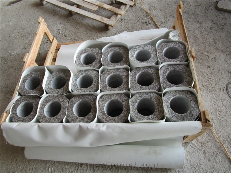 G664 Bainbrook Brown Granite Funeral Acessories, China Cheap Pink Granite Vases in Poland Style, Square Vases Memorial Accessories