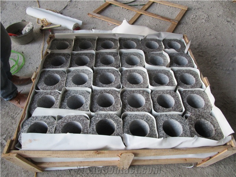 G664 Bainbrook Brown Granite Funeral Acessories, China Cheap Pink Granite Vases in Poland Style, Square Vases Memorial Accessories