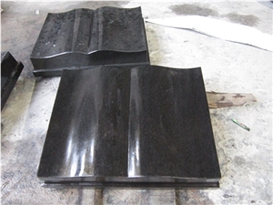 Indian Absolute Black Granite Book Shape Grave Markers, Funeral Acessories Cemetery Slant Headstones, China Factory Manufacturer Cheap Price Tombstone