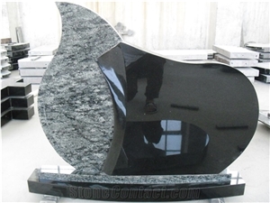Olive Green and Shanxi Black Granite Composite Monuments for Lithuanian Market, Western Style Design China Factory Manufacturer,Wholesale Good Prices