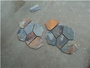 Rusty Slate Random Flagstones, Irregular Rustic Slate Crazy Paving Stone, Flagstone Pavers for Walkway, Road Project