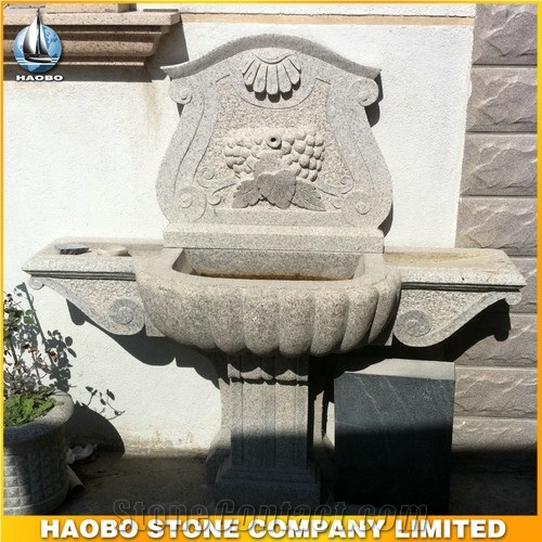 Beige Granite Stone Wall Mounted Fountains Garden Decoration