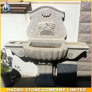Beige Granite Stone Wall Mounted Fountains Garden Decoration