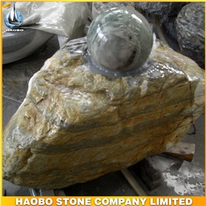 China Factory Direct Black Granite Rolling Sphere Carved the Word Map, Natural Stone Base Split, Garden Fountains