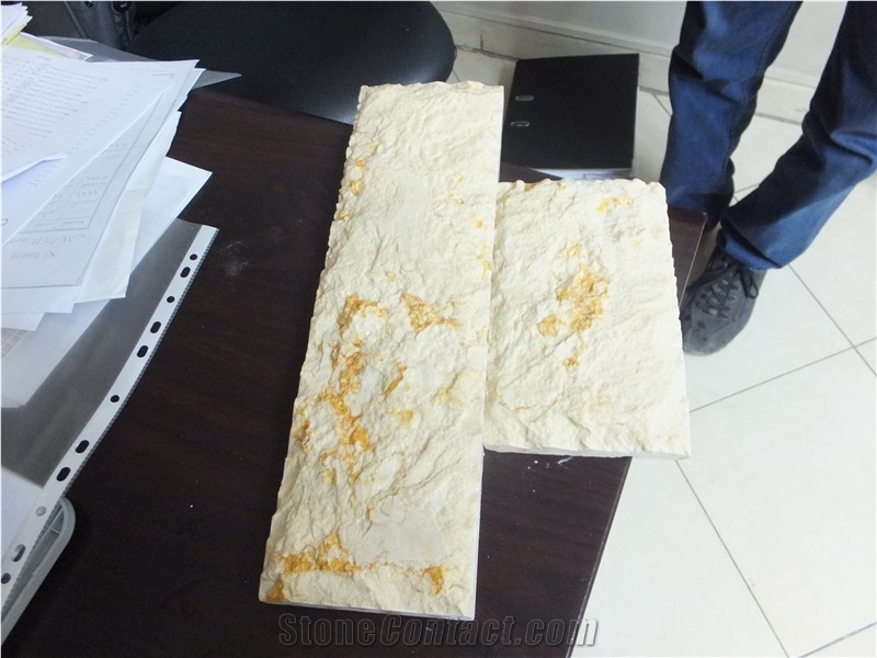 Sunny Marble Split Face Tiles & Slabs, Yellow Marble Tiles & Slabs