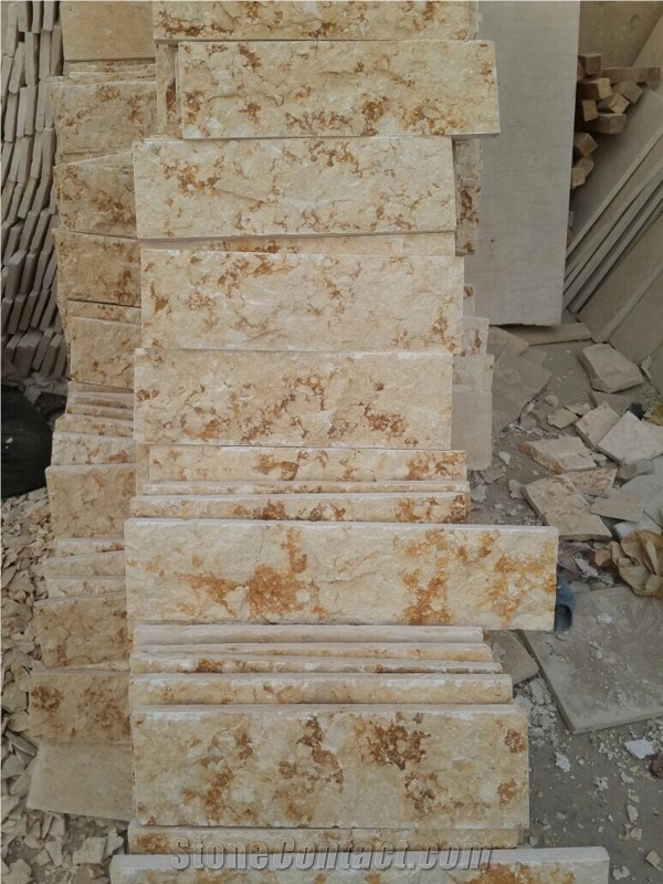 Sunny Marble Split Face Tiles & Slabs, Yellow Marble Tiles & Slabs
