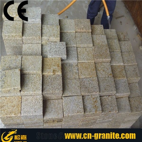 Cheap Paving Stone,G682 Yellow Granite Cobble Stone,Granite Paving Cobble Stone Tiles,Yellow Cube Stone,Rusty Granite Stone Tiles,Bush Hammered Stone Tiles,Natural Stone Floor Covering,Garden Stepping