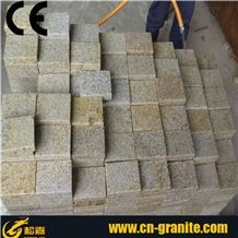 Cheap Paving Stone,G682 Yellow Granite Cobble Stone,Granite Paving Cobble Stone Tiles,Yellow Cube Stone,Rusty Granite Stone Tiles,Bush Hammered Stone Tiles,Natural Stone Floor Covering,Garden Stepping