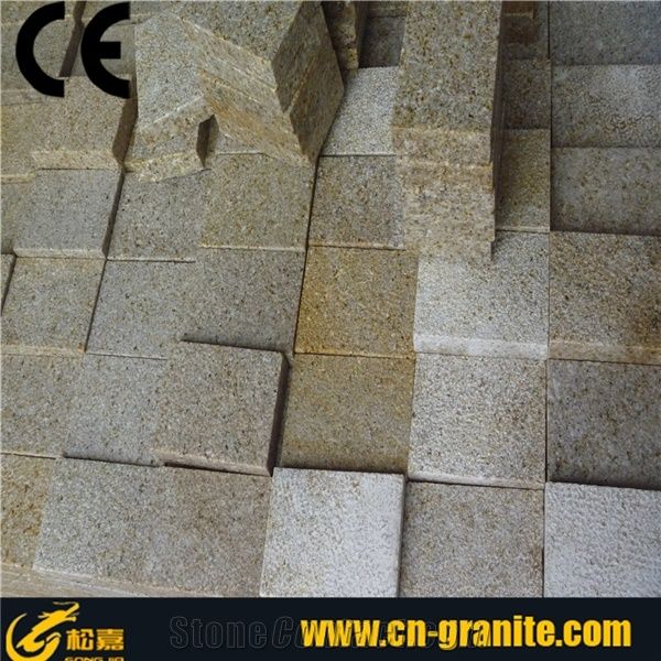 Cheap Paving Stone,G682 Yellow Granite Cobble Stone,Granite Paving Cobble Stone Tiles,Yellow Cube Stone,Rusty Granite Stone Tiles,Bush Hammered Stone Tiles,Natural Stone Floor Covering,Garden Stepping
