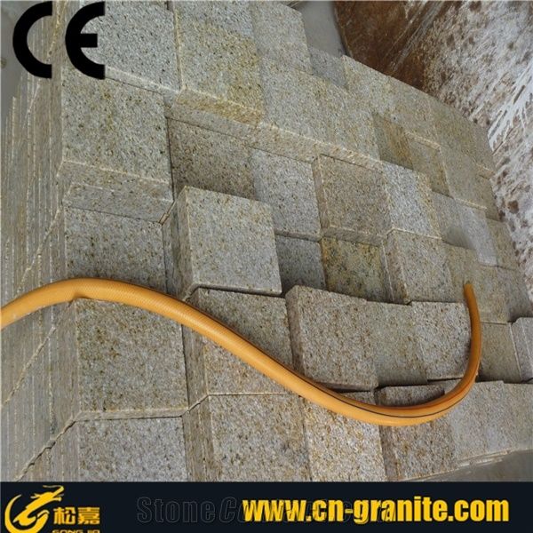 Cheap Paving Stone,G682 Yellow Granite Cobble Stone,Granite Paving Cobble Stone Tiles,Yellow Cube Stone,Rusty Granite Stone Tiles,Bush Hammered Stone Tiles,Natural Stone Floor Covering,Garden Stepping