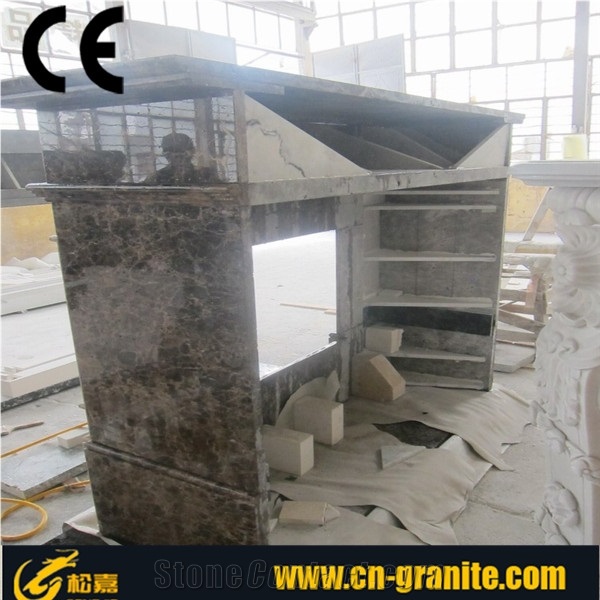 Emperador Dark Marble Fireplace Design,Western Style Marble Decorating