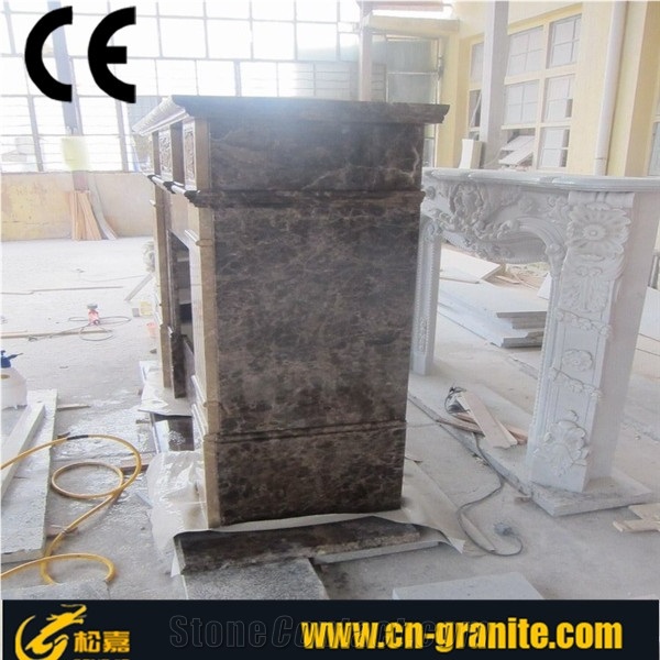 Emperador Dark Marble Fireplace Design,Western Style Marble Decorating