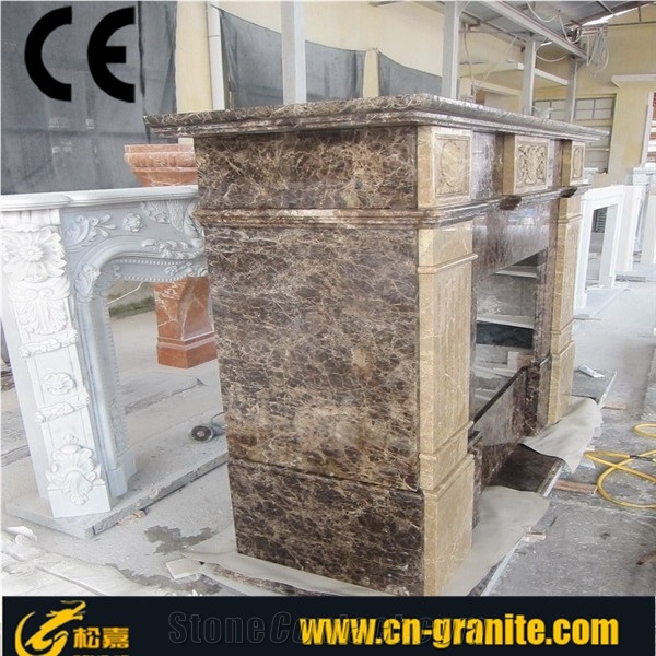 Emperador Dark Marble Fireplace Design,Western Style Marble Decorating