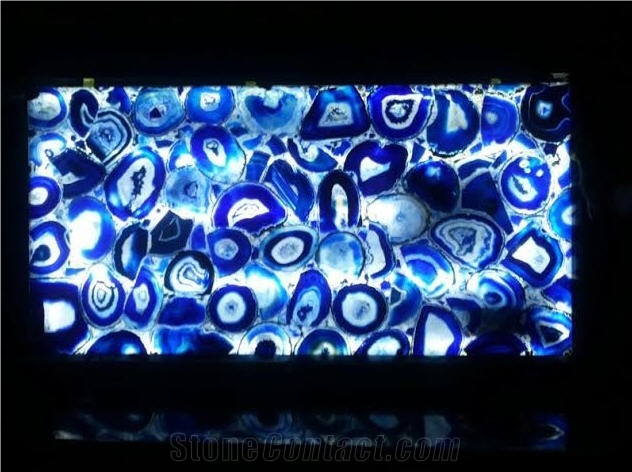 Blue Agate Semi Precious Stone Slabs, Tiles