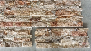 Yellow Travertine Splitface Panels, Split Face Wall Cladding, Cultured Stone