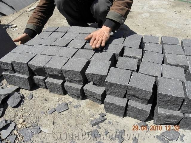 Black Basalt Flamed Cubestone, Natural Black Basalt Cube Stone, Mongolia Black Basalt Cube Stone