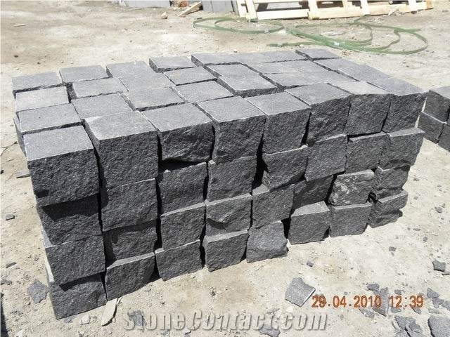 Black Basalt Flamed Cubestone, Natural Black Basalt Cube Stone, Mongolia Black Basalt Cube Stone