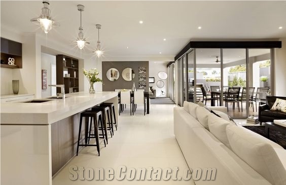 A Polished Product Of Engineered Corian Stone Slab Standard Sizes 126 *63 and 118 *55 Kitchen Countertop Easy-To-Clean and Resistant to Stains,Heat and Scratches