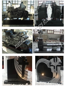 Absolute Black Granite Tombstone & Monument, Virgin Mary Headstone