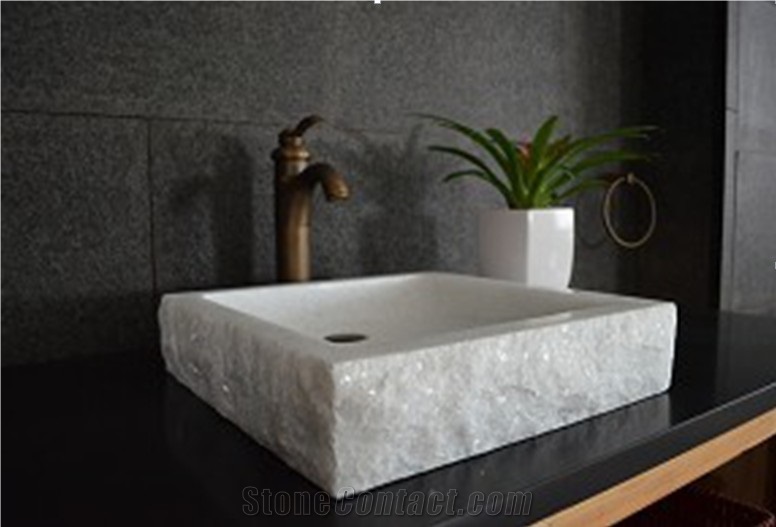 Crystal White Jade Marble Wash Basins & Sinks