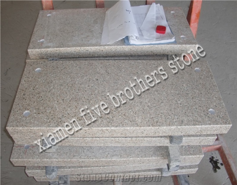 G682 Granite Double Steps,Yellow Granite Stairs, Rusty Yellow Granite Treads