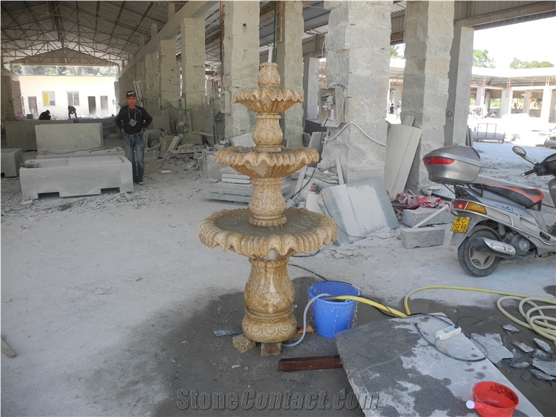 G682 Granite Garden Fountain, G682 Yellow Granite Ball Fountain