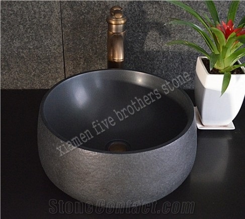 Leather Finish Mongolia Black Basalt Sinks & Basins