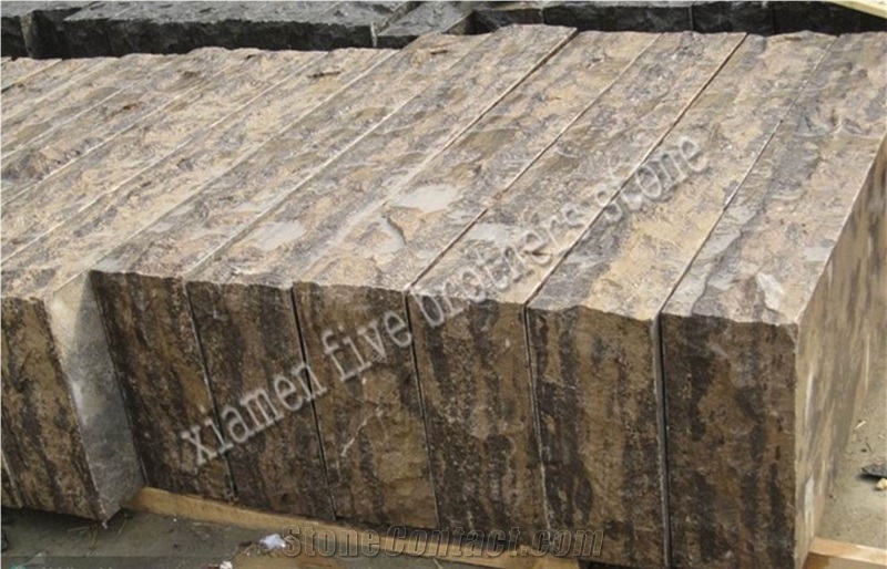 Natural Split Golden Coast Brown Limestone Blockstairs/Block Steps, Outdoor Steps