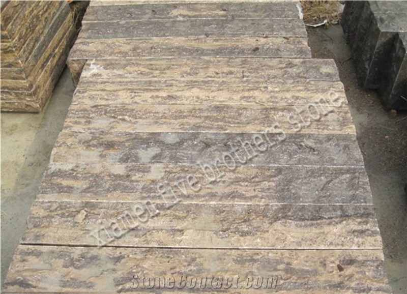 Natural Split Golden Coast Brown Limestone Blockstairs/Block Steps, Outdoor Steps