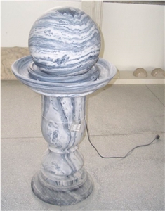Single Marble Ball Stone Indoor Fountain, Grey Marble Fountain