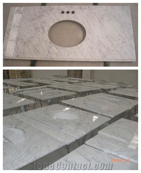 White Bianco Carrara a Marble Countertop for Bathroom