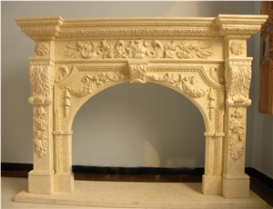 China Marble Fireplace, Yellow Marble Fireplace