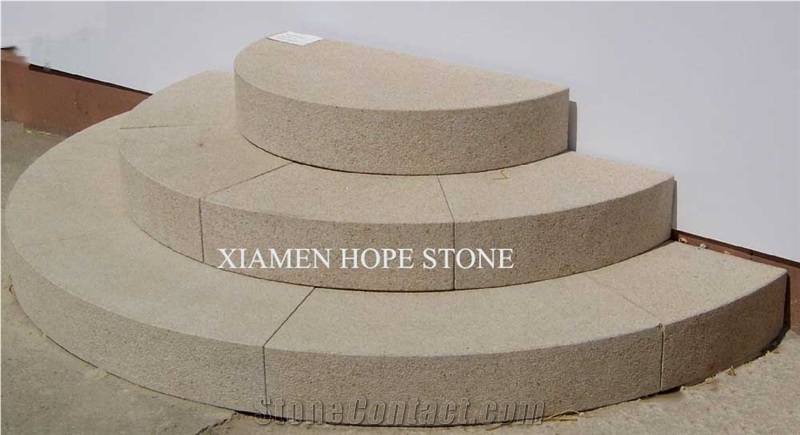 China Yellow Rusty Granite Bushhammered Steps, Yellow Granite Plaza Stairs