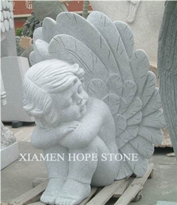 Granite Angel Sculpture, G603 Grey Granite Sculpture & Statue