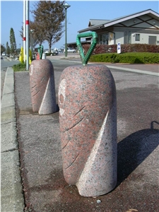 Granite G562 Car Barrier Parking Stone, Maple Red Granite Parking Stone