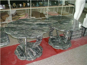 Green Marble Polished Bench & Table, Table Sets