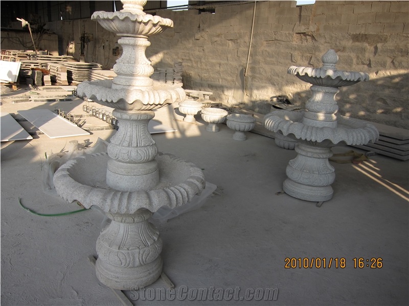 Grey Granite Fountains, Garden Fountains, Sculptured Fountains